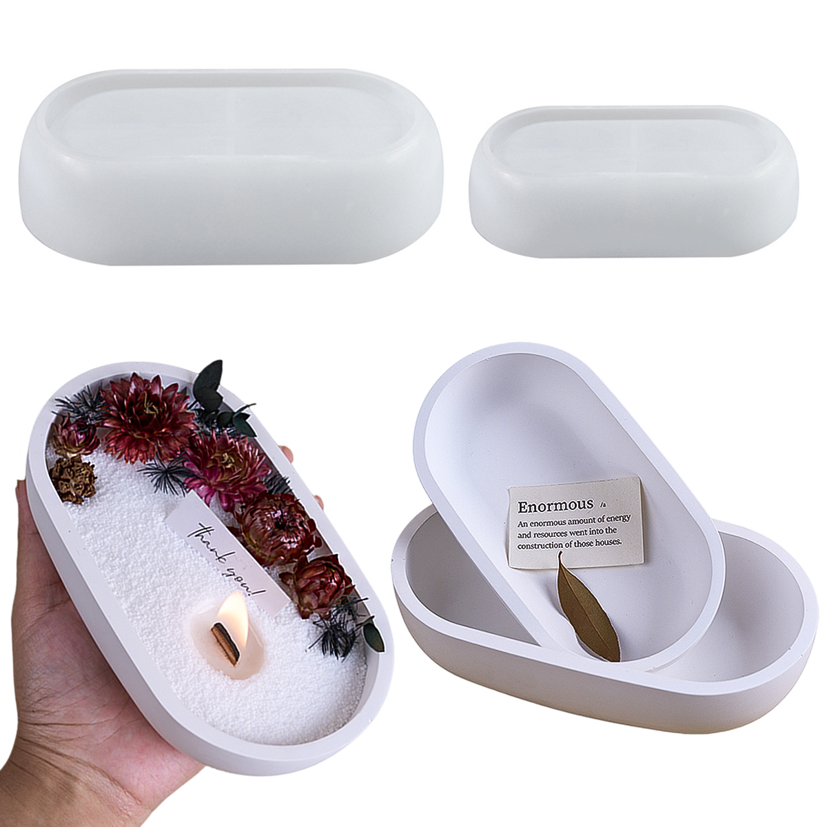 Candle Vessel Supplies - Boat Shape Bowl Silicone Concrete Mold