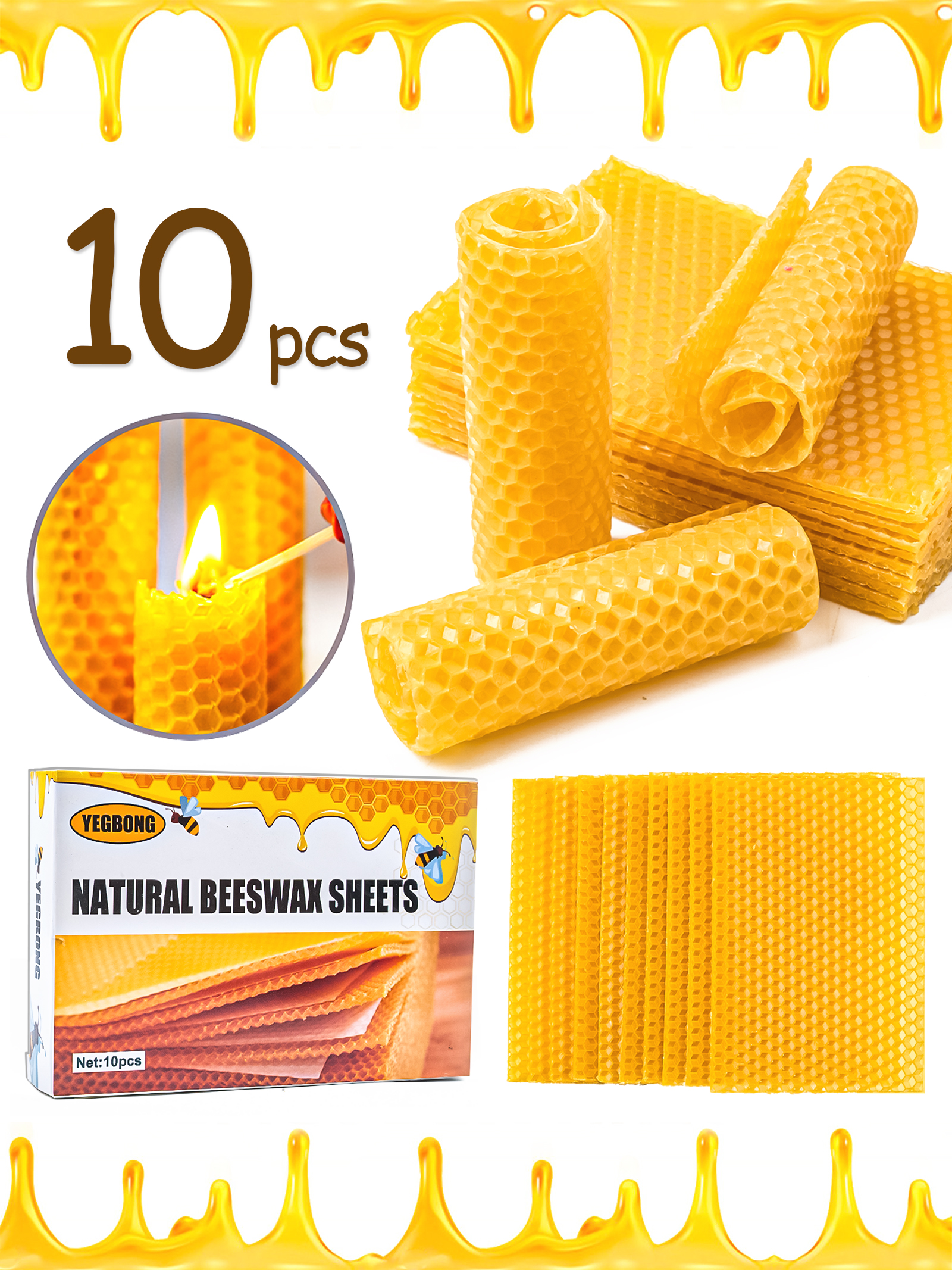 Candle Supplies In Bulk - 10Pcs Natural Honeycomb Bee Wax Sheets