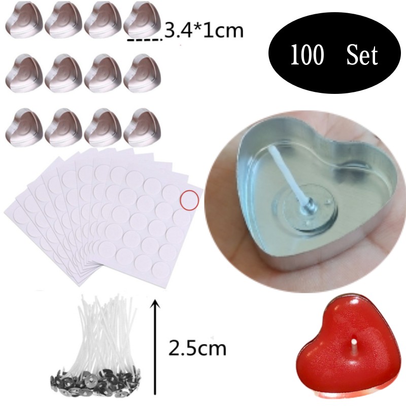 100 Sets Heart shaped Empty Al - Candle Supplies In Bulk 评论和价格