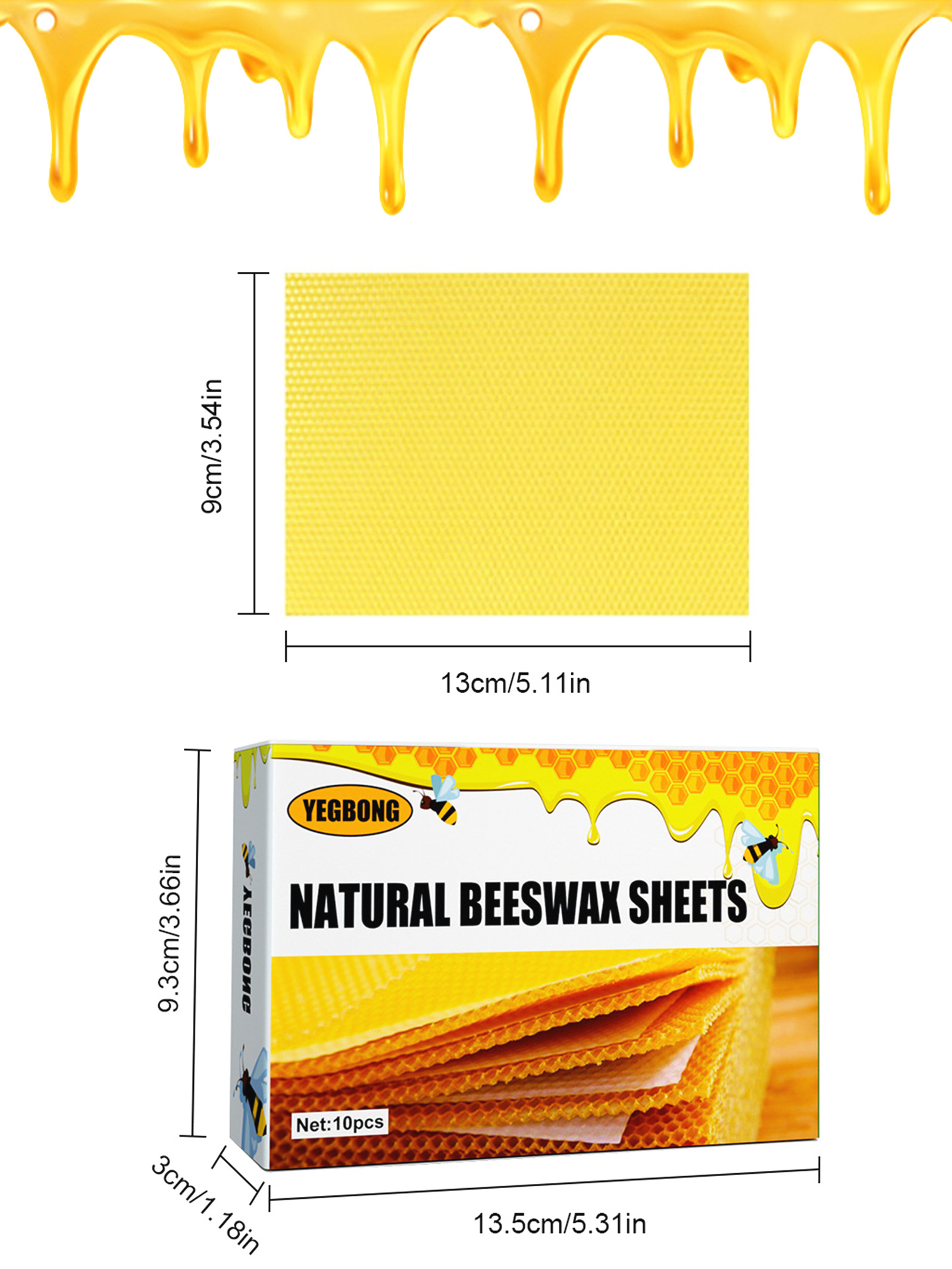 10Pcs Natural Honeycomb Bee Wa - Candle Supplies In Bulk 评论和价格
